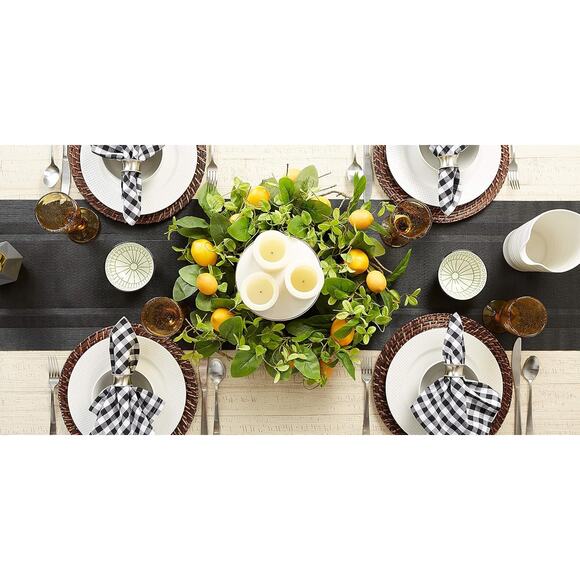 DII PVC Tabletop Collection Woven Indoor/Outdoor, Table Runner, 14x72, Black - Picture 4 of 8